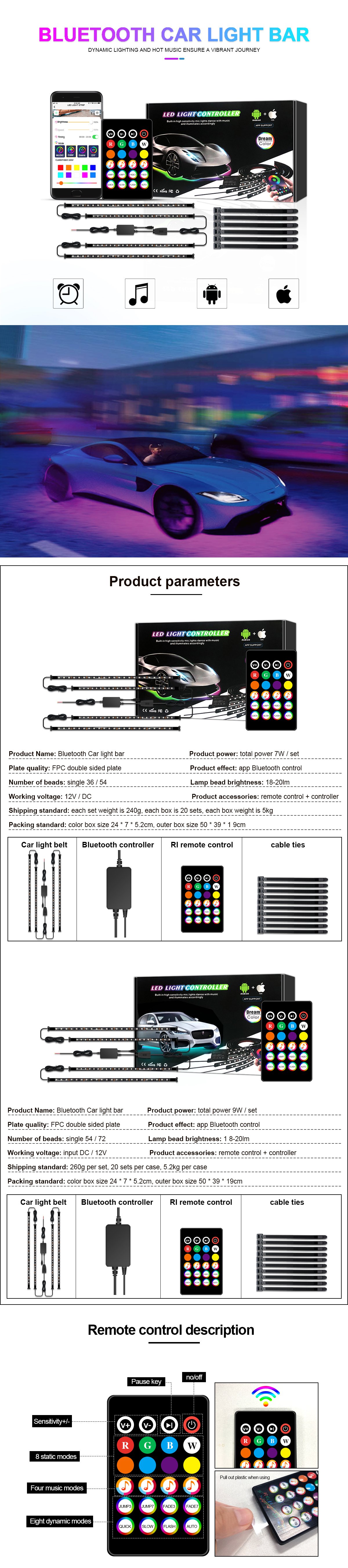 Bluetooth Car light bar 